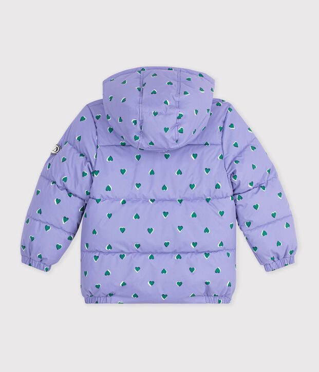 Piumino con stampa a cuori bambina viola/multicolore