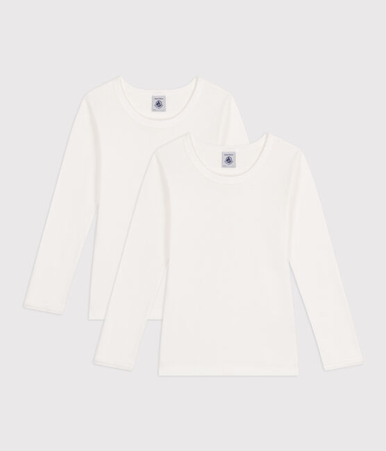 Confezione da 2 t-shirt bianche a manica lunga bambina variante 1