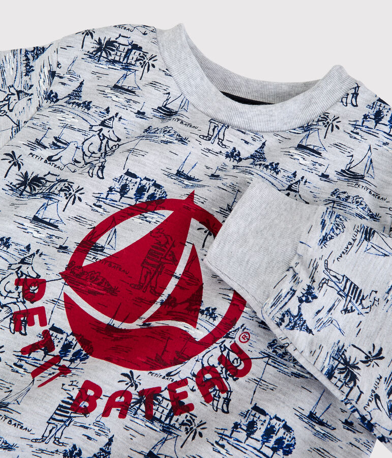 Felpa in molleton bambino grigio/multicolore