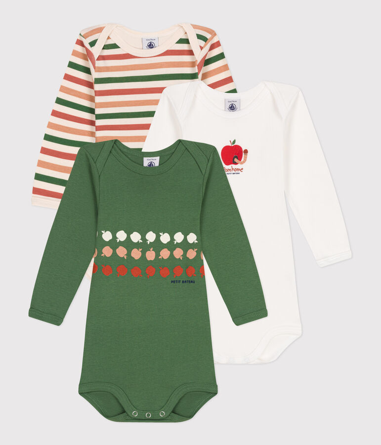 Set di 3 body a maniche lunghe in cotone neonato multicolore