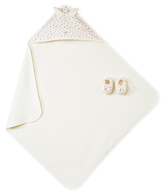 Scatola regalo con telo da bagno + scarpine bebé unisex bianco MARSHMALLOW/bianco MULTICO