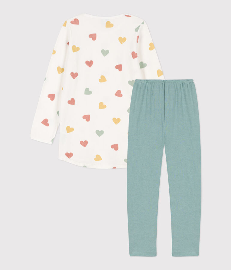 Camicia da notte cuore bambina in ciniglia bianco/multicolore