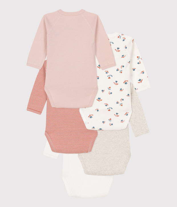 Confezione da 5 body manica lunga beb&egrave; in cotone multicolore