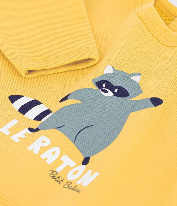 Felpa in cotone con stampa animalier neonato giallo