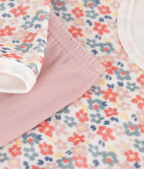 Camicia da notte e leggings bambina in ciniglia con stampa a fiori rosa JOLI/bianco MULTICO