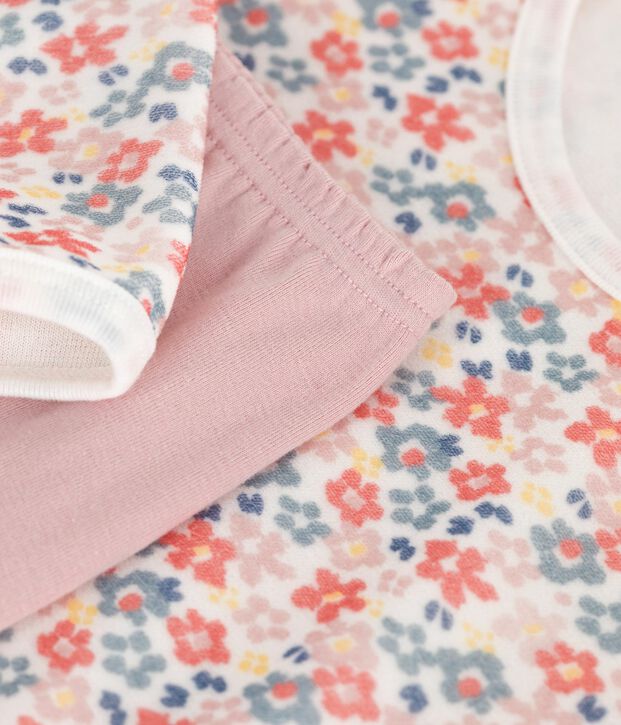 Camicia da notte e leggings bambina in ciniglia con stampa a fiori rosa/multicolore