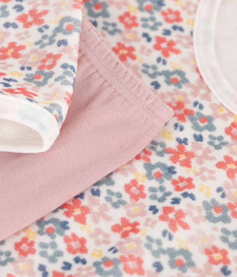 Camicia da notte e leggings bambina in ciniglia con stampa a fiori rosa/multicolore