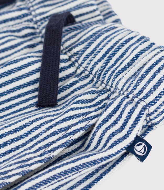 Pantaloni in cotone a righe bambino blu/bianco