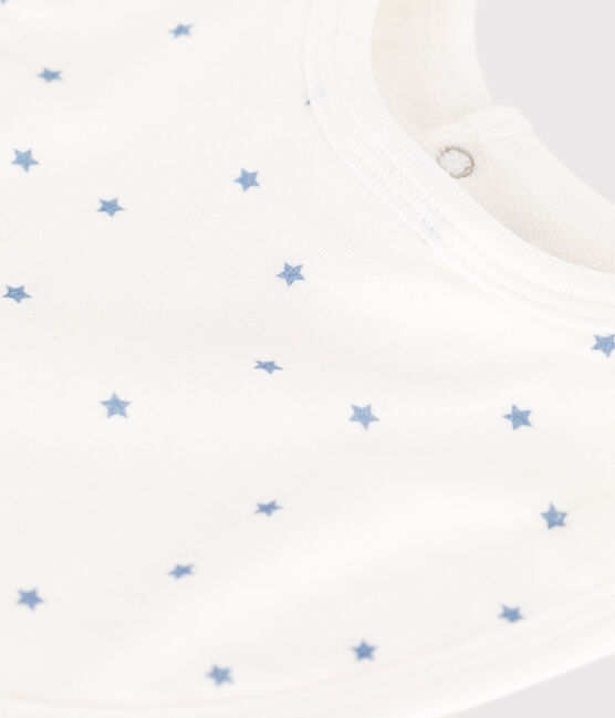 Bavaglino nascita in cotone con stampa blu MARSHMALLOW/bianco GOMME