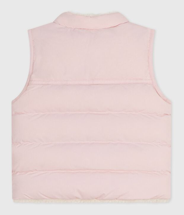 Piumino senza maniche double face neonato rosa/ecru