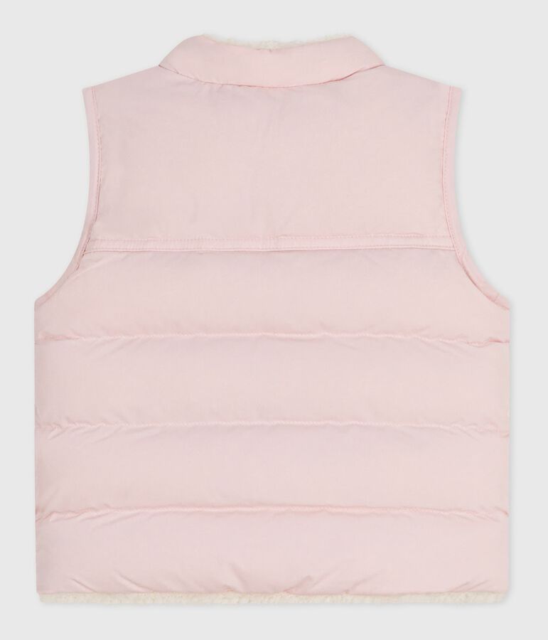 Piumino senza maniche double face neonato rosa/ecru