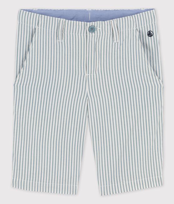 Bermuda in seersucker bambino bianco MARSHMALLOW/blu BRUT