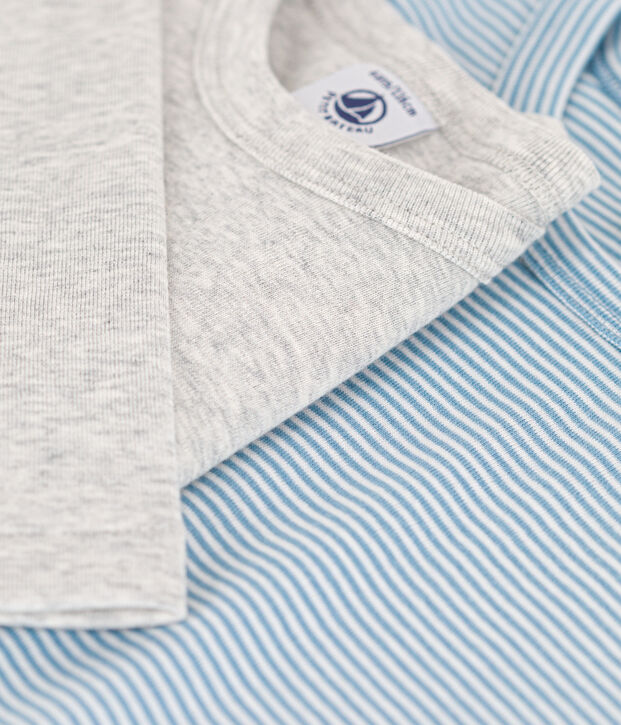 Confezione da 2 t-shirt in cotone a maniche lunghe bambino multicolore