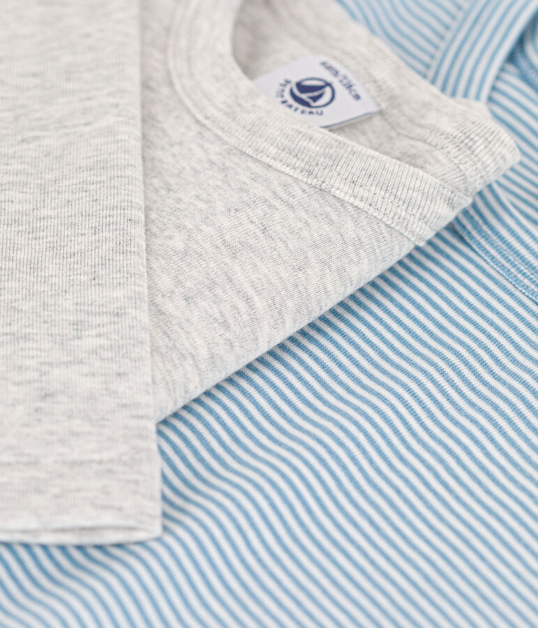 Confezione da 2 t-shirt in cotone a maniche lunghe bambino multicolore