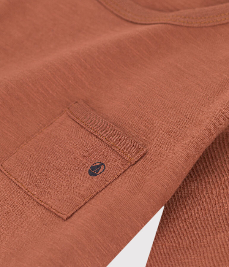 T-shirt maniche lunghe beb&egrave; in cotone marrone