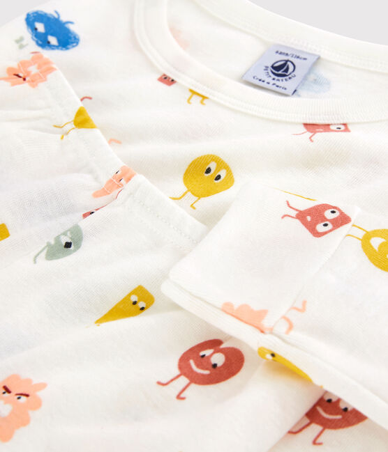 Pigiama con emoticon bambina/bambino in cotone e Lyocell bianco MARSHMALLOW/bianco MULTICO