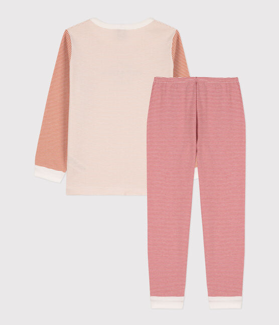 Pigiama millerighe tricolore in cotone unisex  rosa SALINE/bianco MULTICO