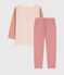 Pigiama millerighe tricolore in cotone unisex  rosa SALINE/bianco MULTICO