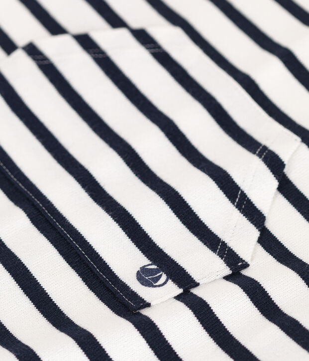 Tutina corta in jersey beb&egrave; bianco/blu