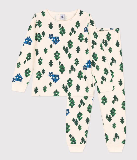 Pigiama chalet bambino unisex in tessuto felpato bianco AVALANCHE/ MULTICO