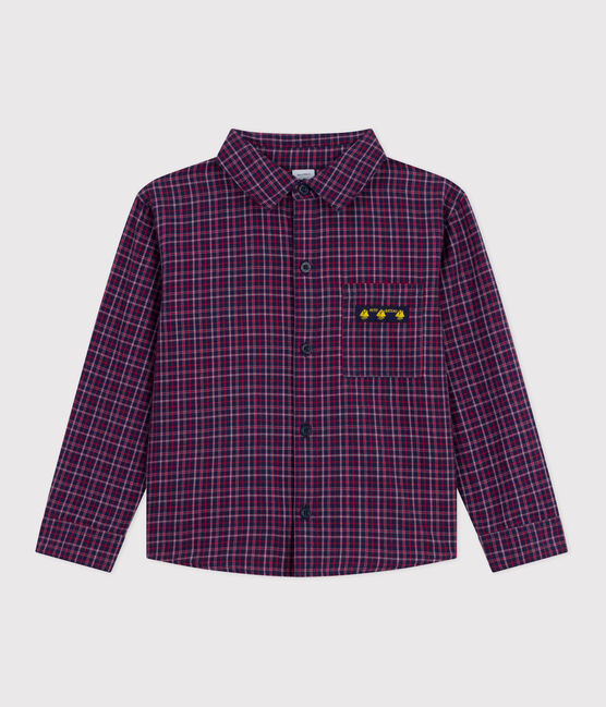 Camicia in flanella a quadri bambino blu SMOKING/bianco MULTICO
