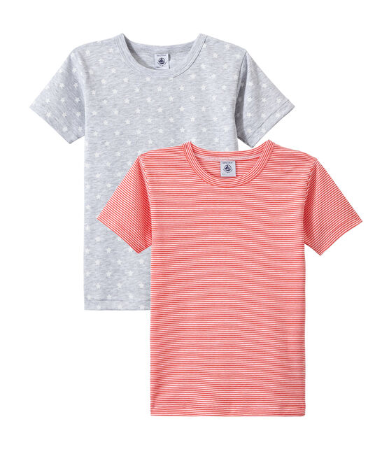 Lotto di 2 t-shirts per bambino a maniche corte bianco LOT