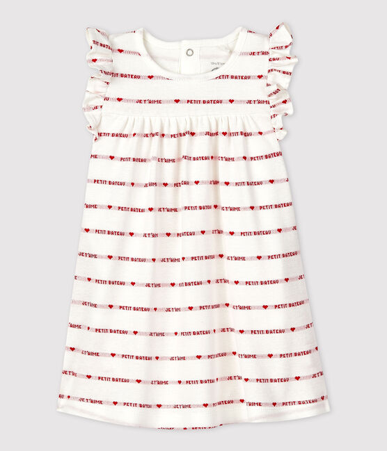 Abito body jacquard per bébé in cotone biologico bianco MARSHMALLOW/rosso TERKUIT