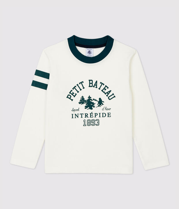 T-shirt bambino a maniche lunghe in cotone bianco
