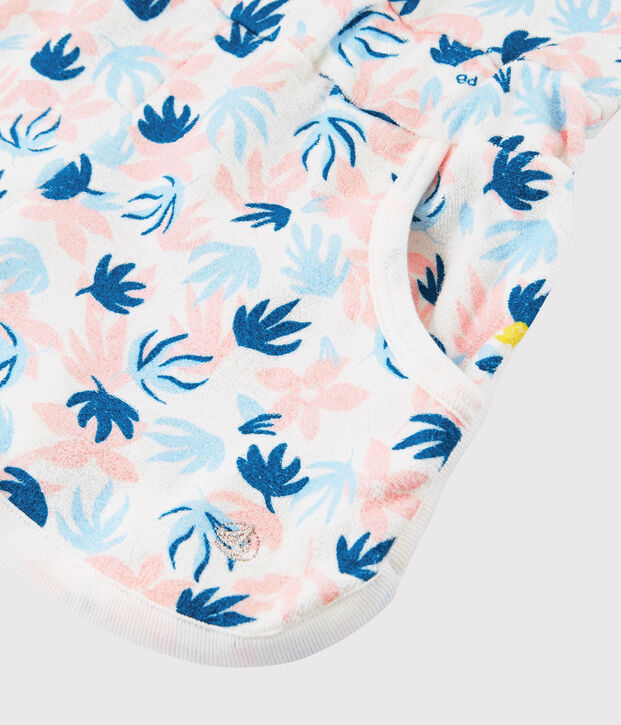 Tuta corta in spugna bouclette bambina bianco/multicolore