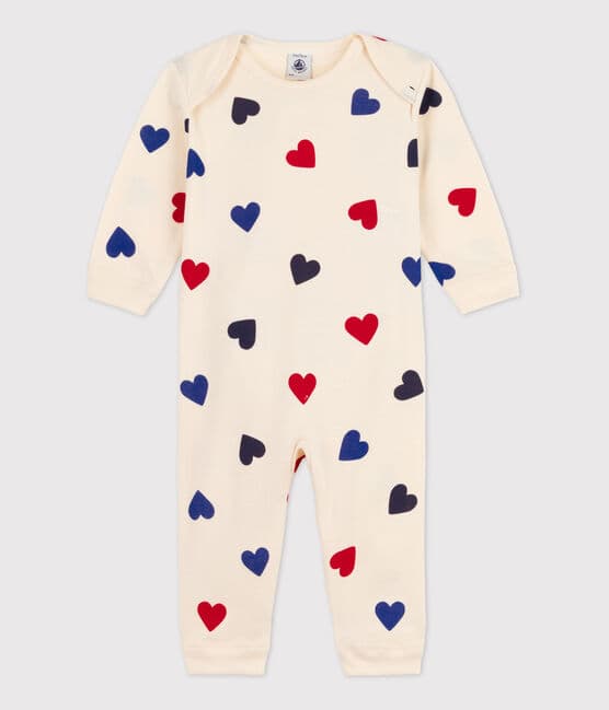 Tutina pigiama senza piedi bebè in cotone motivo cuore bianco AVALANCHE/ MULTICO
