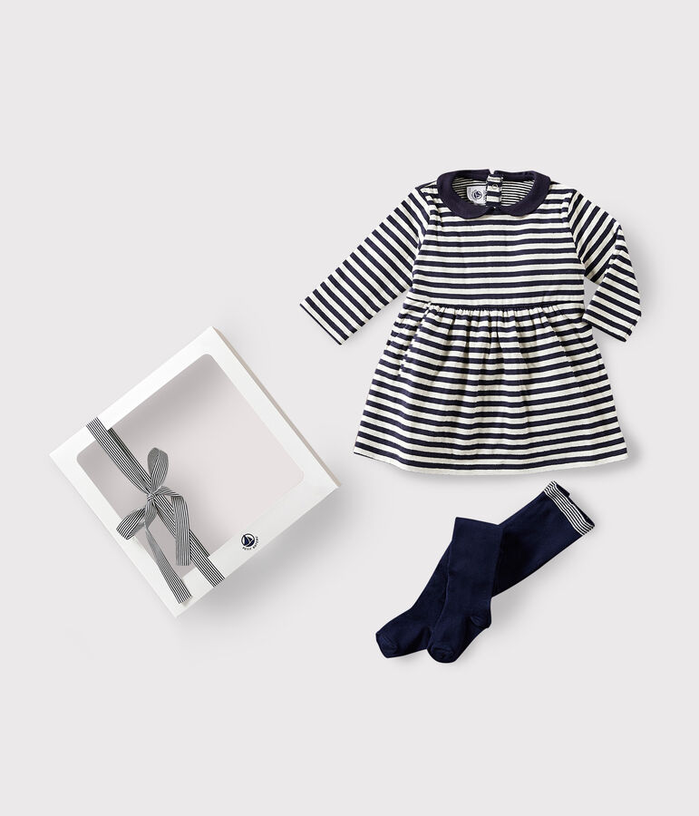 Confezione regalo beb&egrave; con abito e collant variante 1