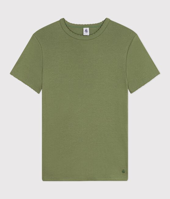 T-shirt a maniche corte in cotone tinta unita donna verde OLIVINE