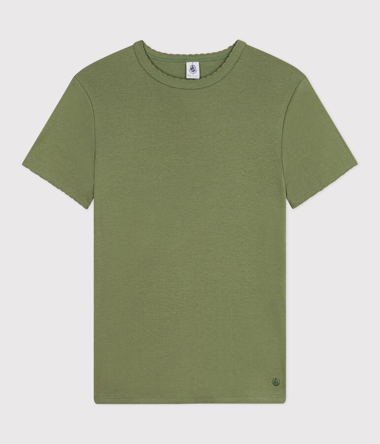 T-shirt a maniche corte in cotone tinta unita donna verde