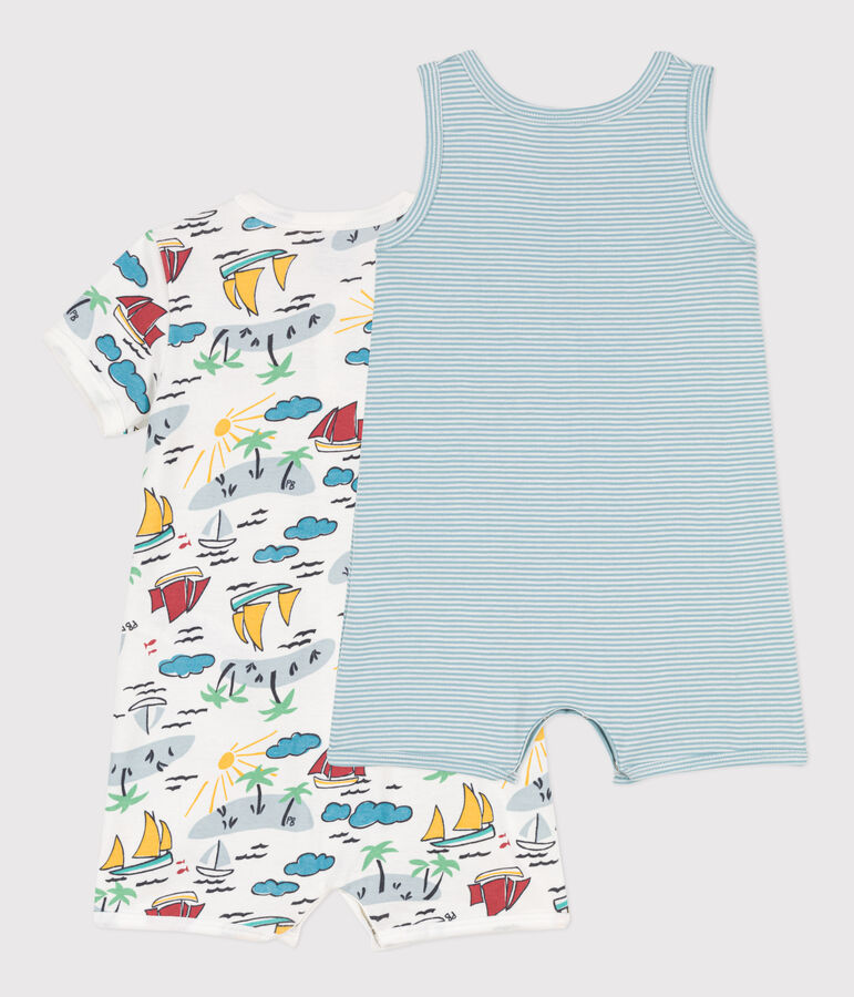 Confezione da 2 tute corte esploratori in cotone beb&egrave; multicolore