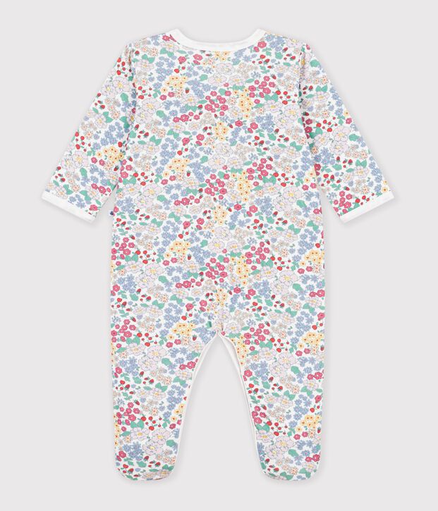 Pigiama in tubique con stampa a fiori neonata bianco/multicolore