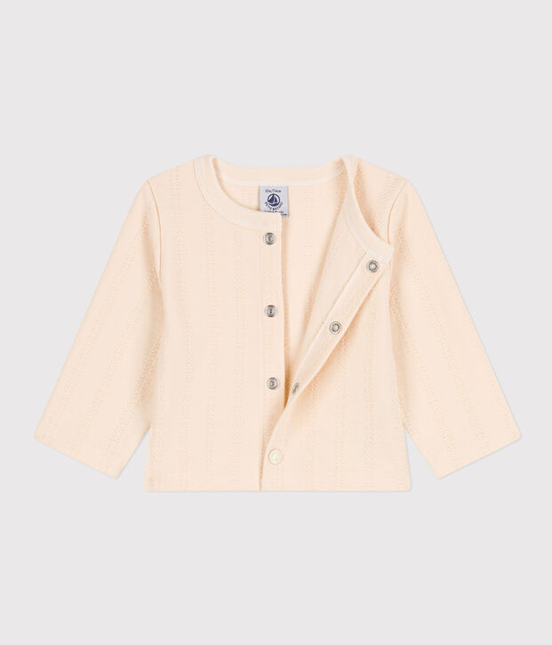 Cardigan b&eacute;b&eacute; in jersey punto fantasia ecru