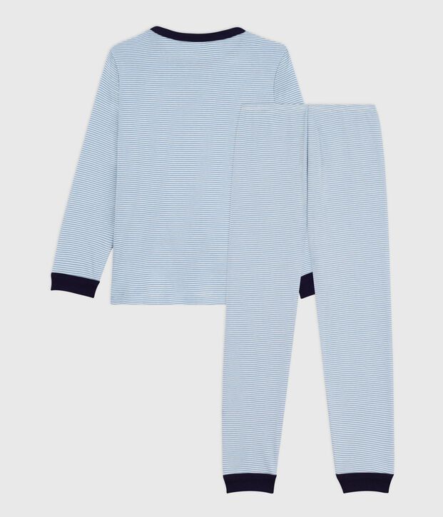 Pigiama in cotone a righe bambino blu/bianco
