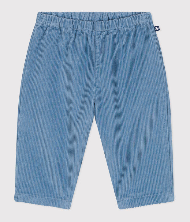 Pantaloni in velluto tinta unita neonato blu