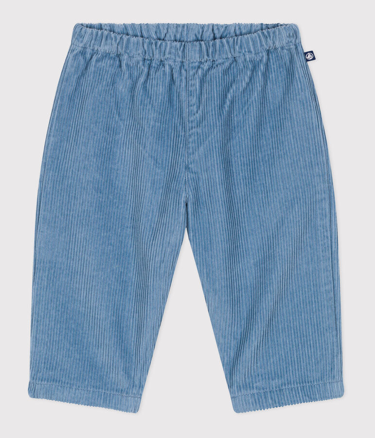 Pantaloni in velluto tinta unita neonato blu