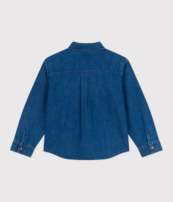 Camicia di jeans tinta unita bambino. blu DENIM MOYEN