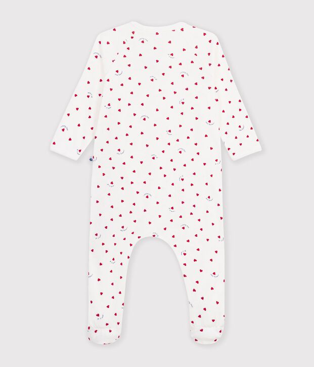 Pigiama in cotone con cuoricini stampati neonato bianco/multicolore