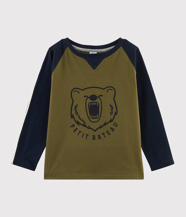 T-shirt serigrafata bambino verde/blu