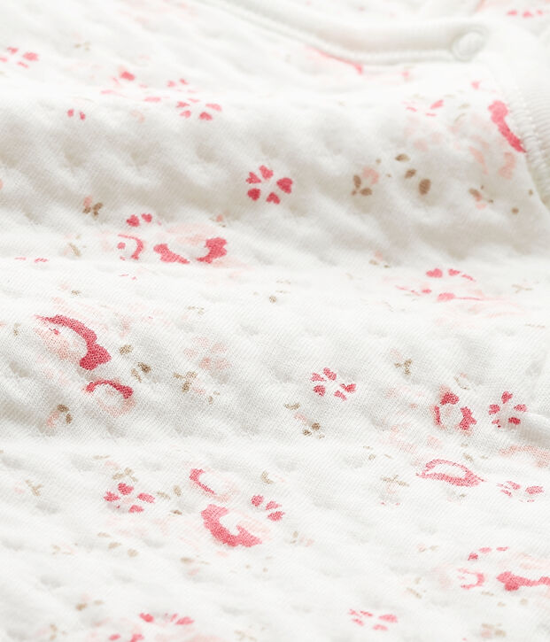 Salopette per bambina in tubique matelass&eacute; bianco/multicolore