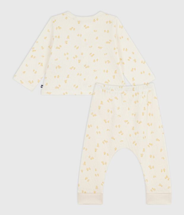 Completo 2 pezzi in cotone con pulcini stampati neonato ecru/multicolore