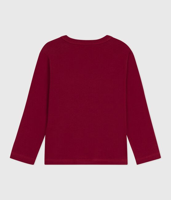 T-shirt a maniche lunghe in cotone tinta unita bambino AMARANTE