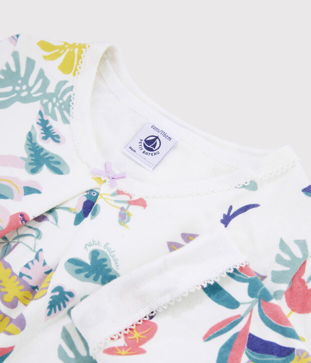 Pigiama fantasia giungla bambina in tubique bianco/multicolore