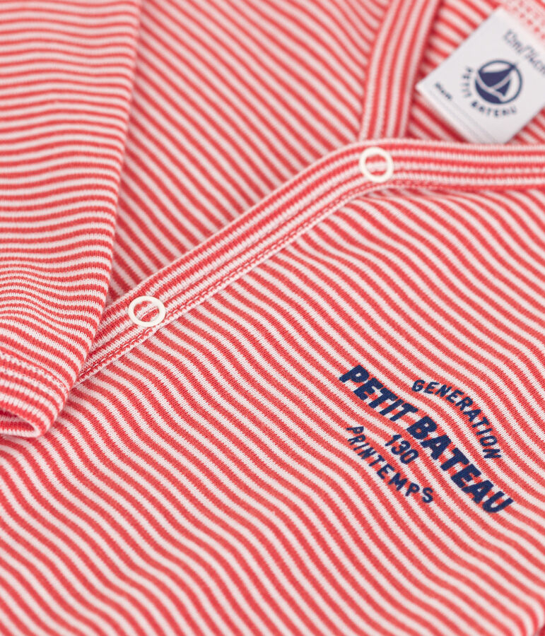 Pigiama beb&egrave; in cotone millerighe arancione/bianco