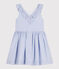 Abito bambina a righe in popeline BLEU/ MARSHMALLOW/ ARGENT