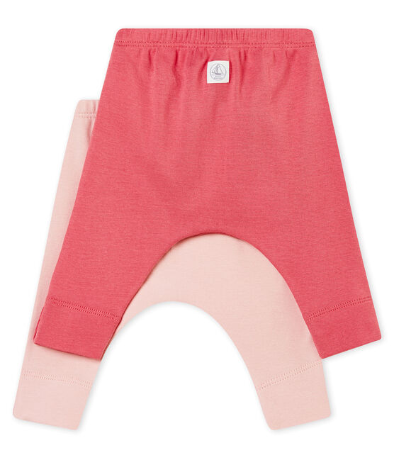 Lotto di due leggings bebé unisex a costina 1x1 grattata tinta unita variante 2