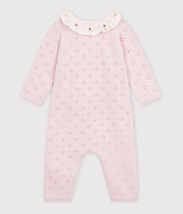 Tutina in maglia di misto lana e cotone tinta unita con colletto neonata BARELY